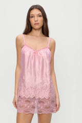 First Crush Satin Babydoll Dress - Pillow Talk Pink