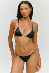 x KHY Elena Micro Metallic Bikini Top - Black Chrome