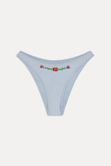 Dove Beaded Satin Bikini Bottom - Frosting