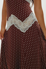 Ethereal Lace Maxi Dress - Chocolate Dot