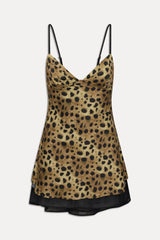 x Khy Kenley Satin Mini Dress - Lacey Leopard