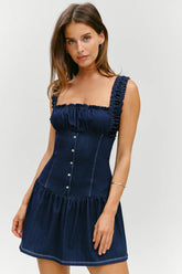 Christa Denim Mini Dress - Blue Denim