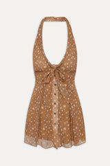 Bloom Button Up Mini Dress - Fawn