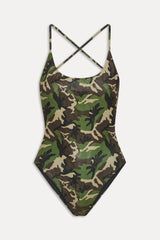 x KHY La Plage Foil One Piece Swimsuit - Camo