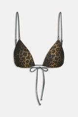 x KHY Elena Micro Foil Bikini Top - Vintage Leopard