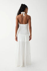 River Halter Maxi Dress - White