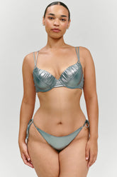 x KHY Cherish Metallic Push Up Bikini Top - Chrome