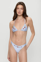 Dove Beaded Satin Bikini Bottom - Frosting