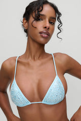x Devon Lee Carlson Elena Sequin Bikini Top - Blue Bloom