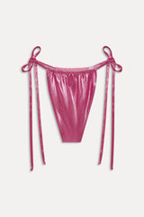 x KHY Tia String Metallic Bikini Bottom - Pink Chrome