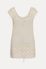 Moss Crochet Mini Dress - Sand Dollar