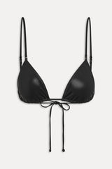 x KHY Elena Micro Metallic Bikini Top - Black Chrome