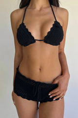 Genevieve Crochet Mini Short - Black