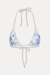 Ari Satin Triangle Bikini Top - Fleur de Bleu