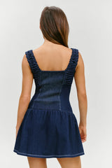 Christa Denim Mini Dress - Blue Denim