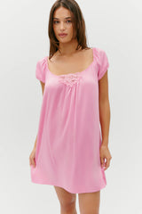 Bo Silk Babydoll Dress - Sunset Pink