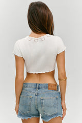 x Paige Lorenze Eternity Crochet Front Tie Blouse - White Chapel