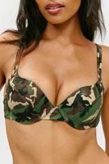 x KHY Cherish Foil Push Up Bikini Top - Camo