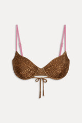 Ireland Satin Underwire Bikini Top - Vintage Cheetah