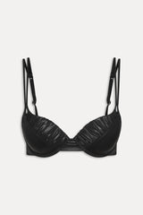x KHY Cherish Metallic Push Up Bikini Top - Black Chrome