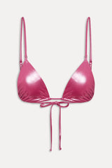 x KHY Elena Micro Metallic Bikini Top - Pink Chrome