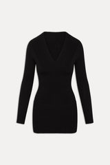 Jade Long Sleeve Knit Mini Dress - Black