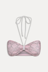 Rumi Reversible Satin Bikini Top - Pink Stripe