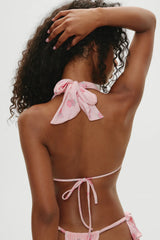 Kealy Triangle Halter Bikini Top - Fresh Rose