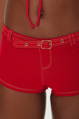 Wrangler Denim Booty Shorts - Red Denim