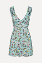 Emilia Satin Floral Mini Dress - Pastel Peony