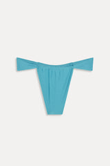 Beckett Satin Micro Bikini Bottom - Cyan Shine