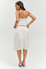 Laura Silk Midi Skirt - French Pearl