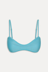 Lane Satin Bandeau Bikini Top - Cyan Shine