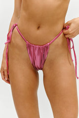 x KHY Tia String Metallic Bikini Bottom - Pink Chrome
