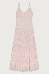 Vineyard Crochet Floral Maxi Dress - Baby Bouquet Pink