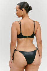 x KHY Cherish Metallic Push Up Bikini Top - Black Chrome