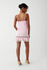 Carson Satin Mini Dress - English Rose