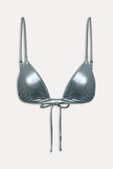x KHY Elena Micro Metallic Bikini Top - Chrome