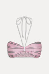 Rumi Reversible Satin Bikini Top - Pink Stripe
