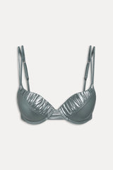 x KHY Cherish Metallic Push Up Bikini Top - Chrome