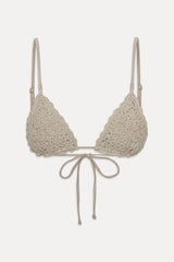 Elena Crochet Shine Bikini Top - Birthday Suit