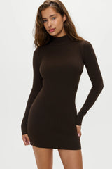 Date Night Knit Mini Dress - Chocolate Brown