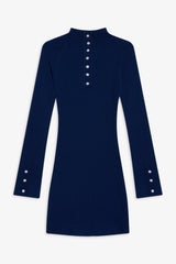 Isla Long  Sleeve Mini Dress - Midnight Blue