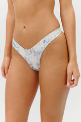 Brittany Satin Micro Bikini Bottom - Fleur de Bleu
