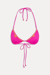 Amore Beaded Halter Bikini Top - Sea Star Pink
