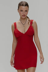 Emilia Polka Dot Mini Dress - Spice Dot