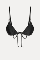 x JENNIE Elena Beaded Bikini Top - Black