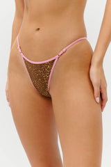 Luna Satin Bikini Bottom - Vintage Cheetah