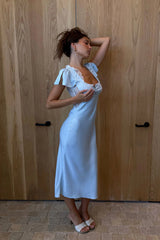 Delicate Lace Midi Dress - Angel's Breath