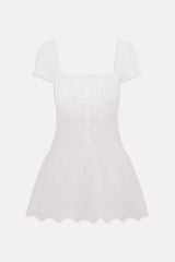 Lucien Cotton Embroidered Mini Dress - Optic White